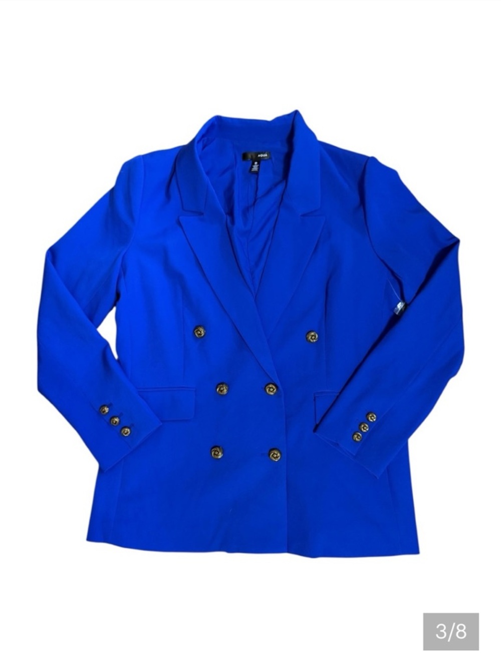 Aqua Royal Blue Double-Breasted Blazer